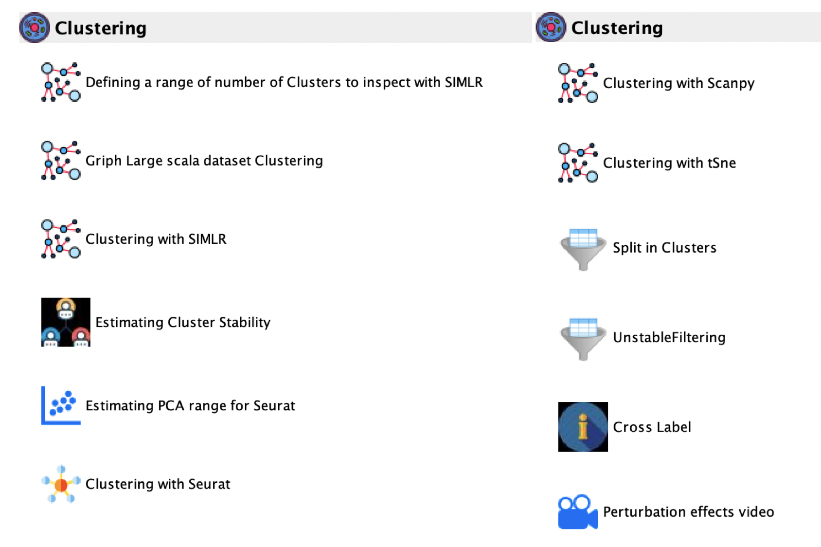 GUI: Clustering panel